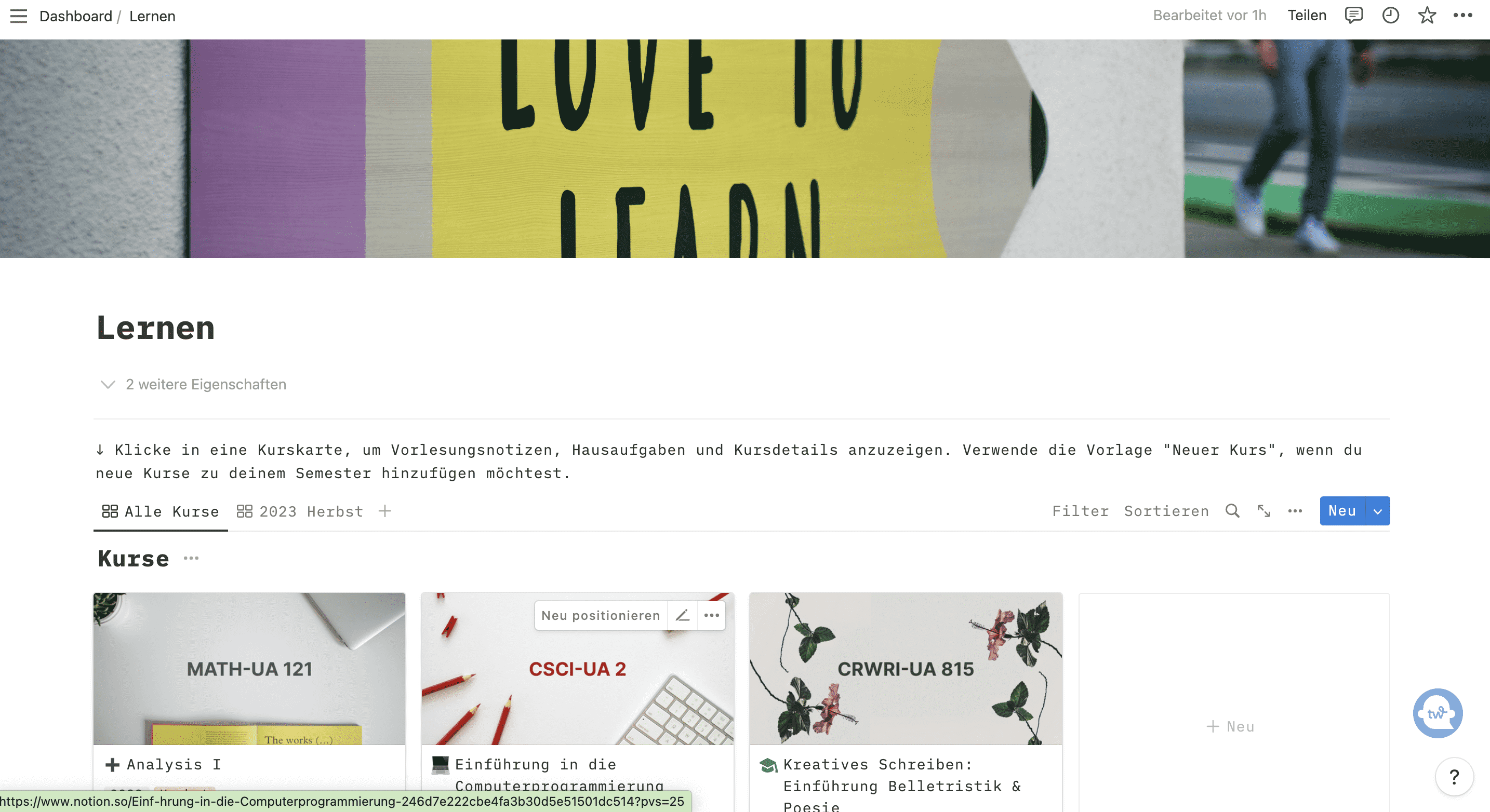 screenshot notion lernplattform